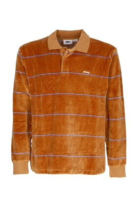 Randig Långärmad Velour Polo