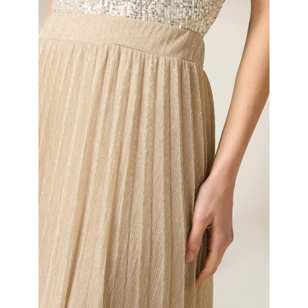 Oltre Lange Lurex Plissérok Yellow Dames