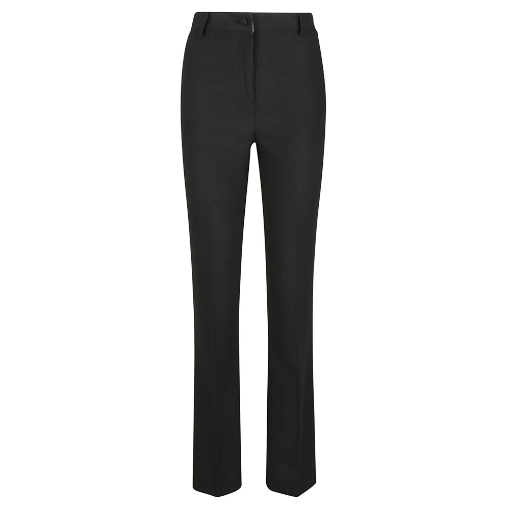 Hebe Studio Wijde Zwarte Broek met Hoge Taille Black Dames