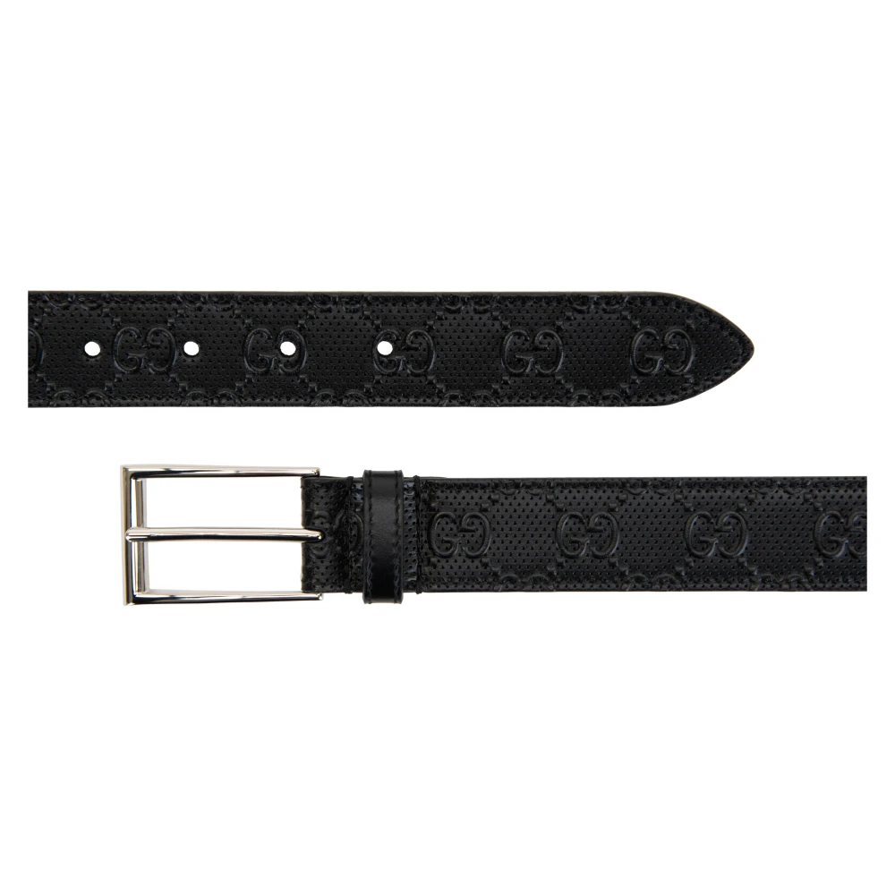 Gucci Geperforeerde leren riem met iconisch logo Black Heren