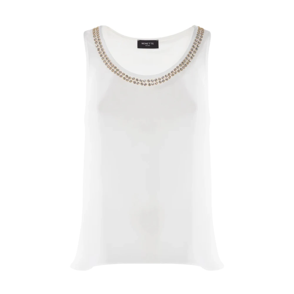 Nenette Vrouw Wit Tops Dames, S, Polyester, Sleeveless Tops