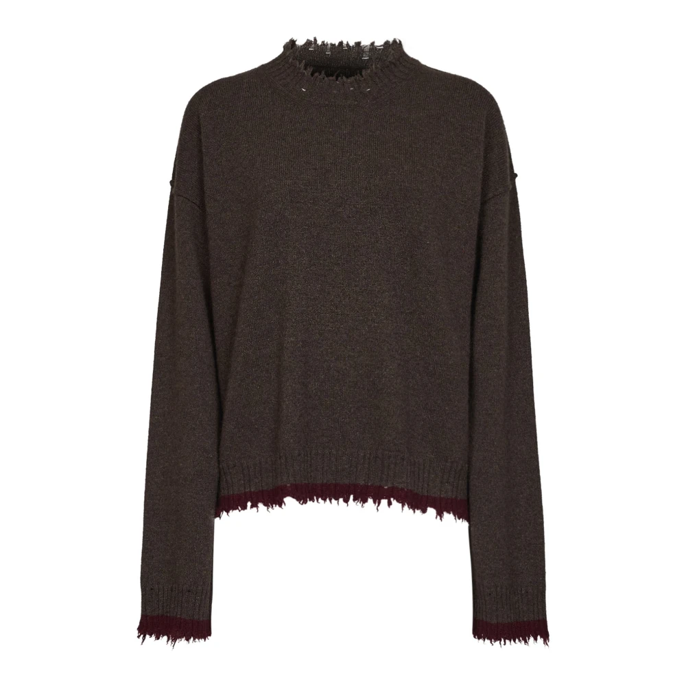 Uma Wang Cashmere Jumper With Fringed Hem - Female - Cashmere Knitwear - Brown - L - Knitwear