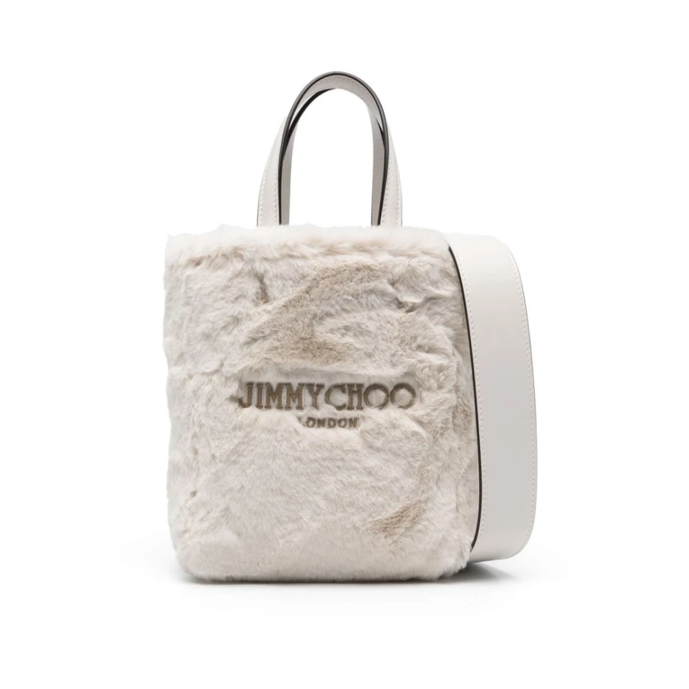 Jimmy Choo Witte Faux-Fur Leren Handtas White Dames