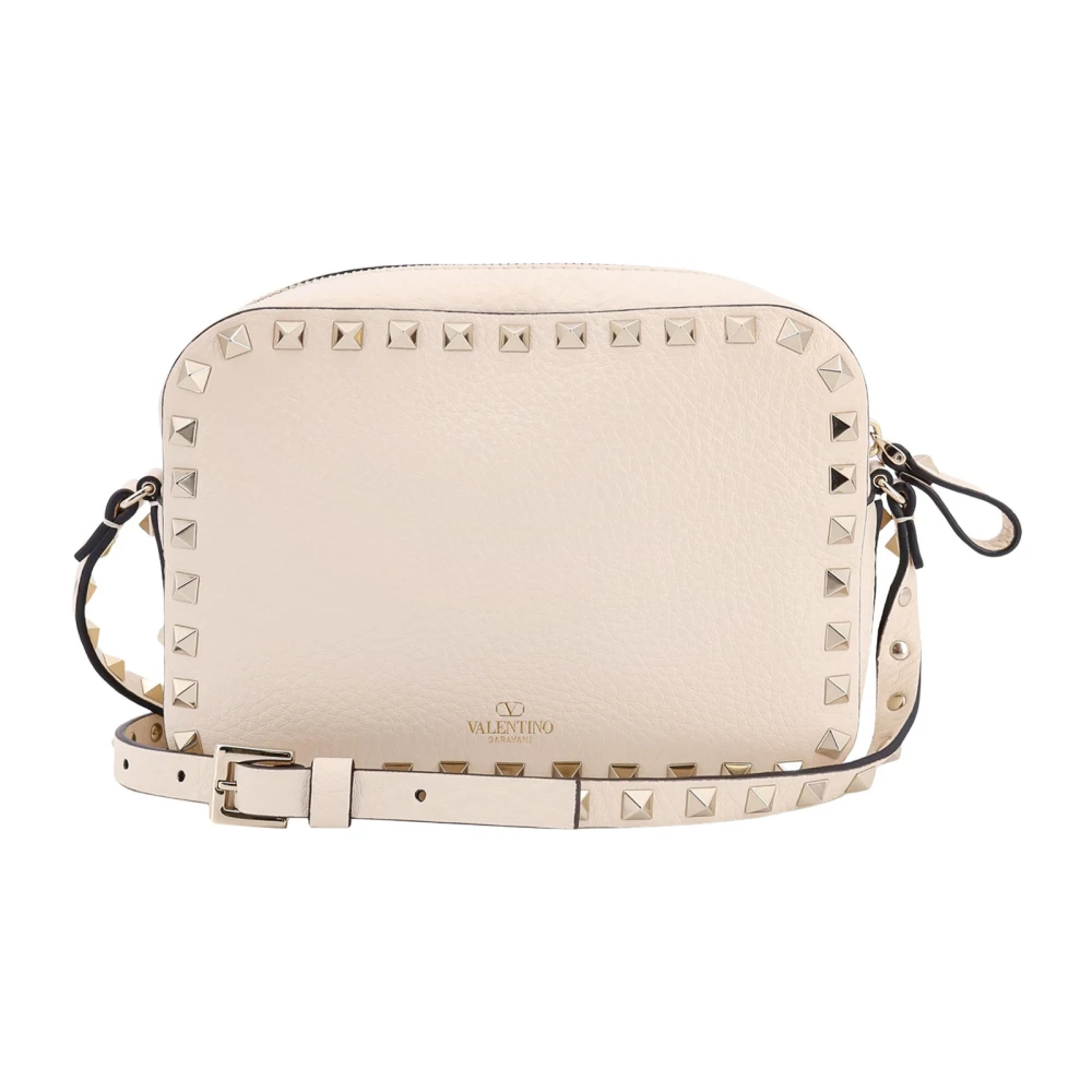 Valentino Garavani Studded Leather Cross-Body Tas Beige Dames