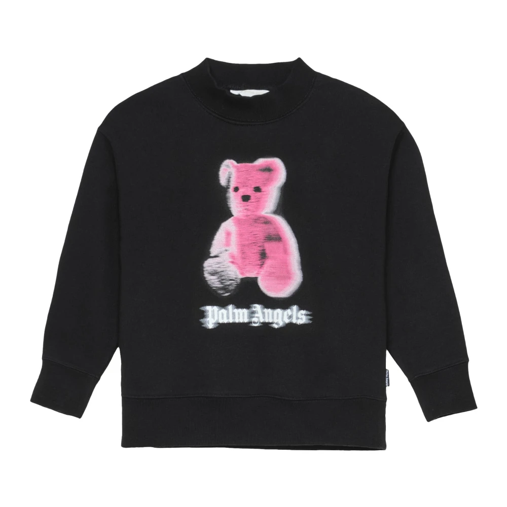 Palm Angels Kids Sweatshirts, Male, 12 Y, Blurred Bear Reg Crewneck Black