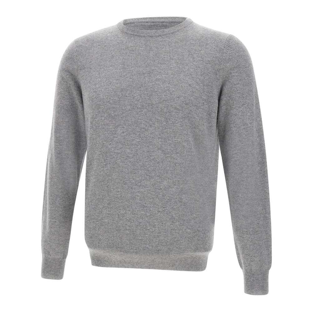 Kangra Men's Gray Pure Cashmere Crew Neck Sweater