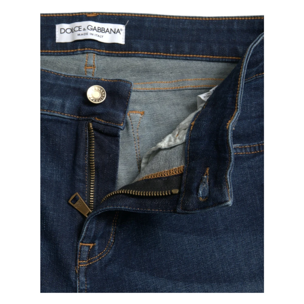 Dolce & Gabbana Elegante Donkerblauwe Stretch Jeans Blue Dames
