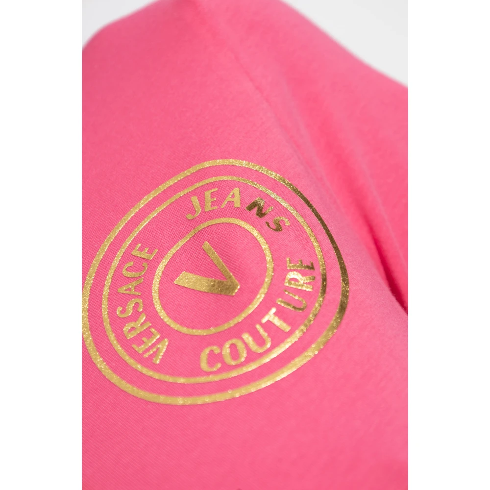 Versace Jeans Couture T-shirt met bedrukt logo Pink Dames