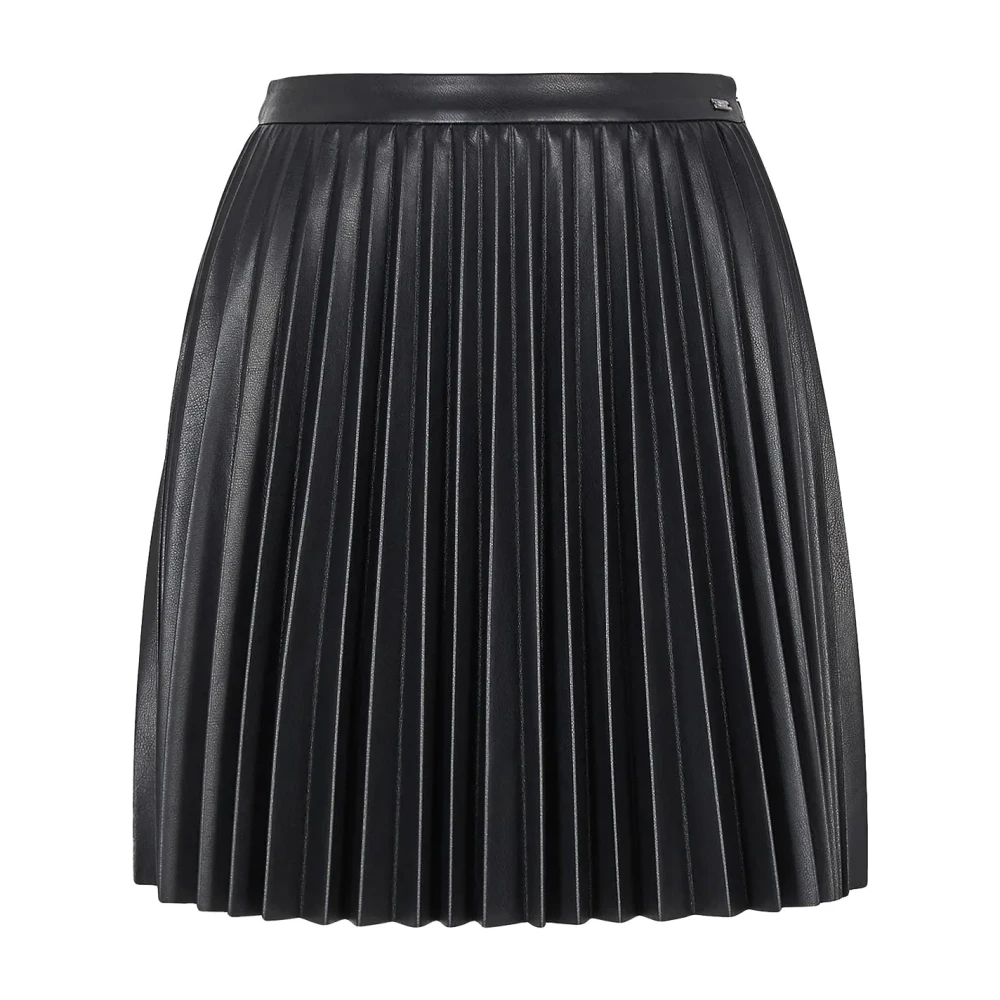 Armani Exchange Zwarte Geplooide Rok Merklogo Ritssluiting Black Dames