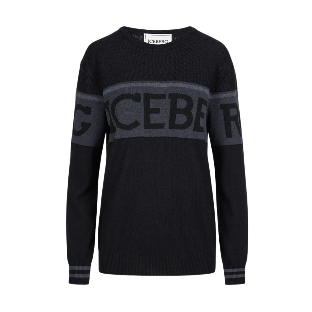 Iceberg Trui met ronde hals van merinowol Black Dames