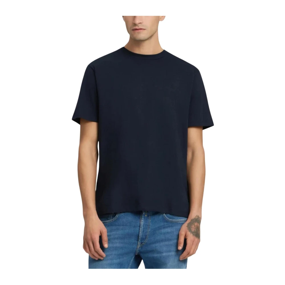 Replay Mannelijk Blauw Tops Heren, S, Katoen, Ronde Hals Katoenen T-Shirt Met Korte Mouwen