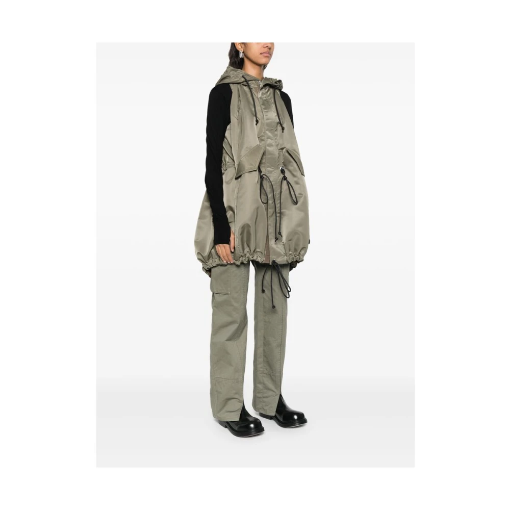 Sacai Khaki Utility Jack met Trekkoord Taille Green Dames