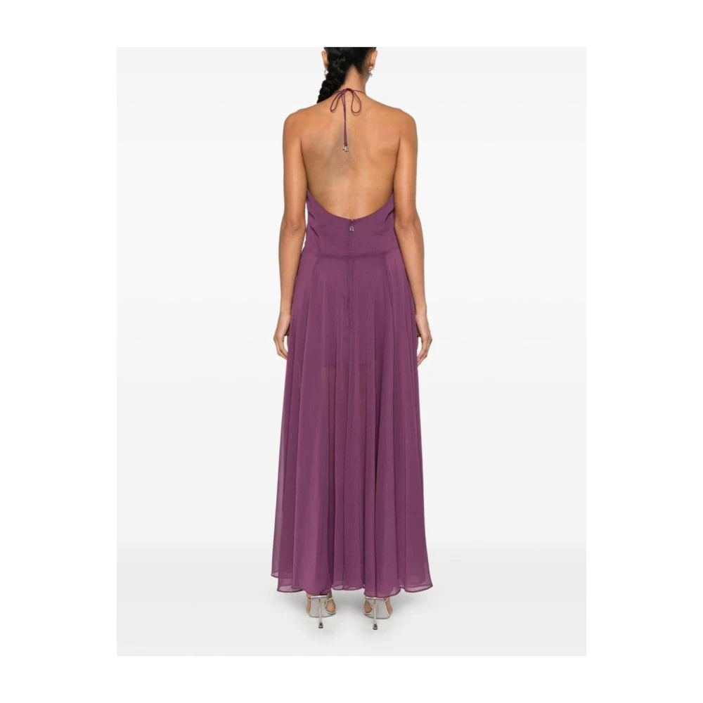 Rotate Birger Christensen Pruimenkleurige Chiffon Haltertop met Lange Mouwen Purple Dames