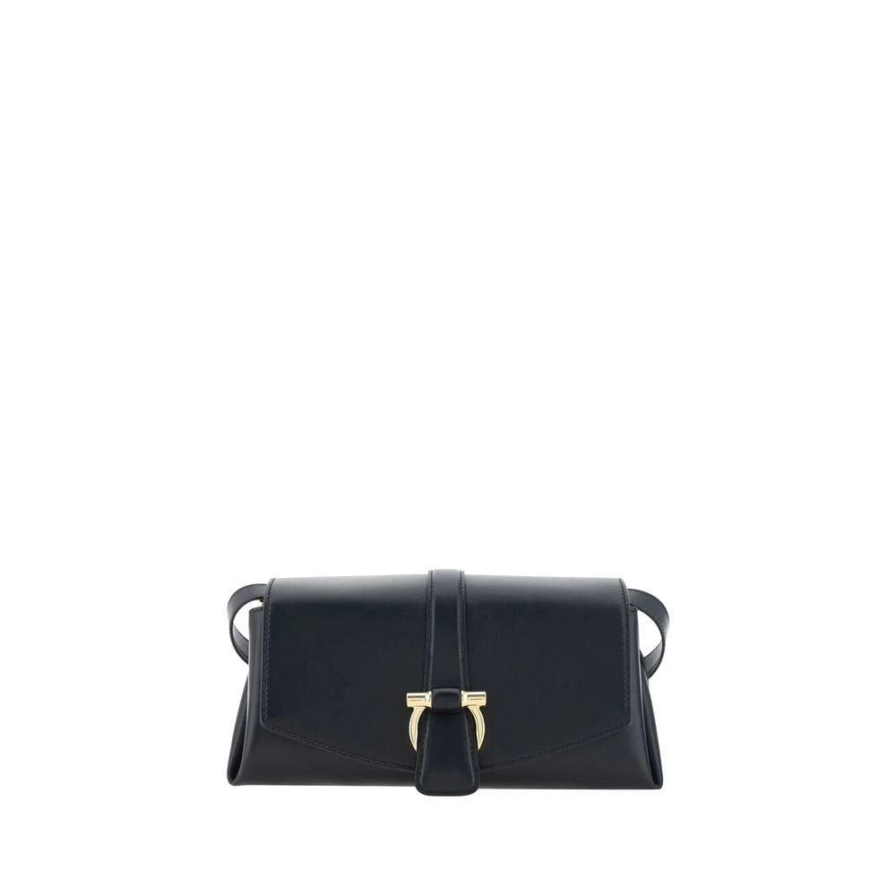 Salvatore Ferragamo Leren Flap Schoudertas Black Dames