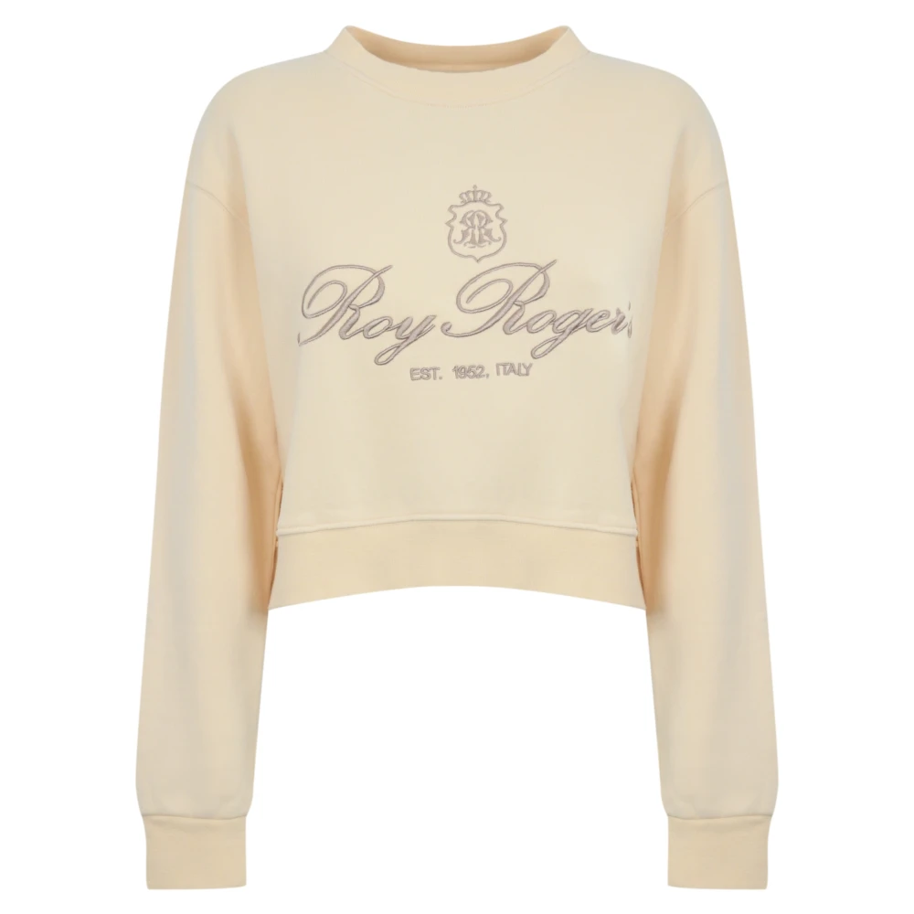 Roy Roger's Katoen Crème Geborduurde Sweater Beige Dames