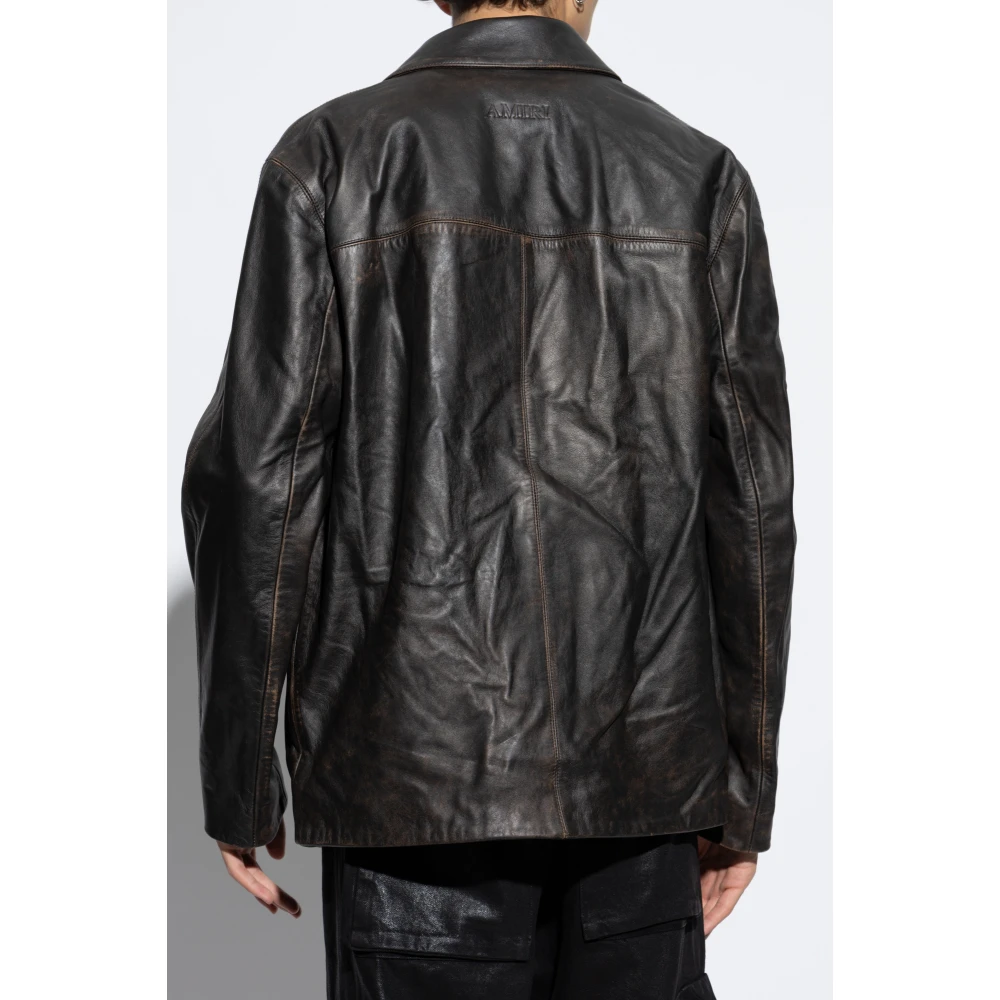 Amiri Leren jas Brown Heren