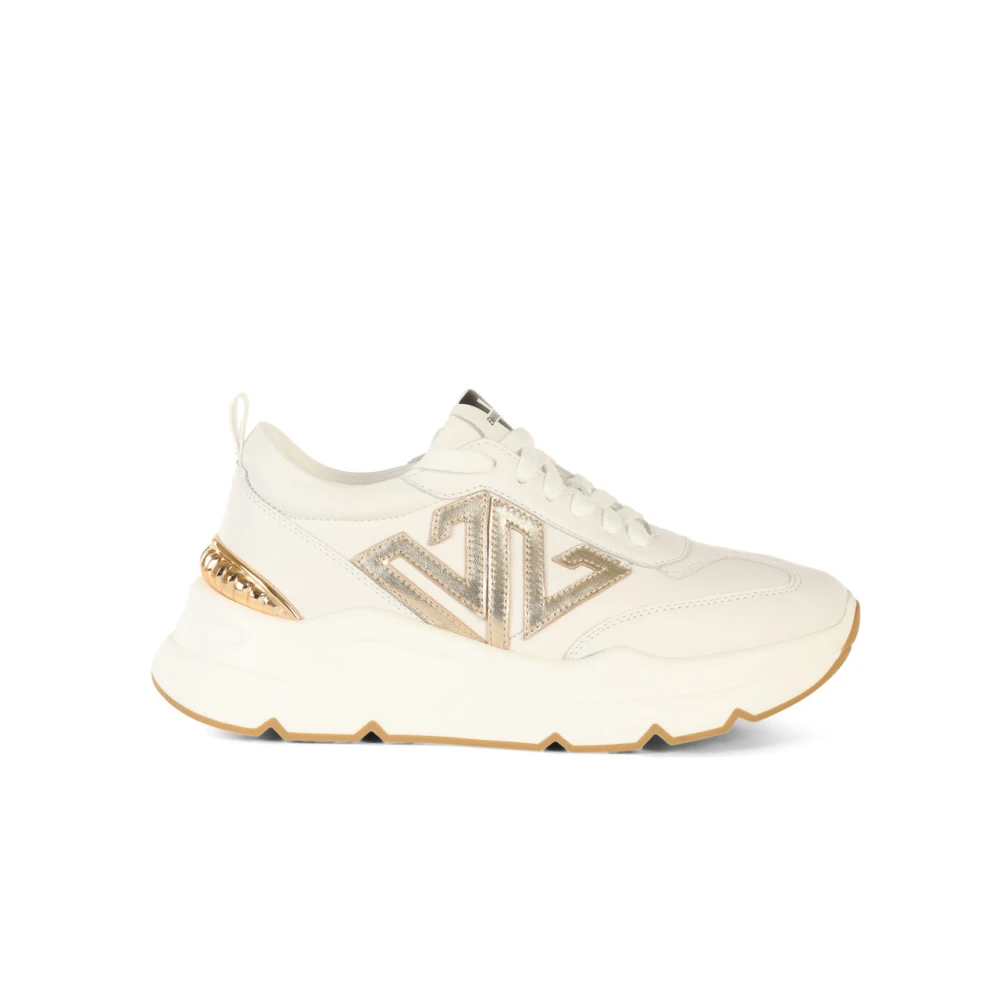 Emanuelle Vee Leren Sneakers met Contrast Inzetstukken White Dames