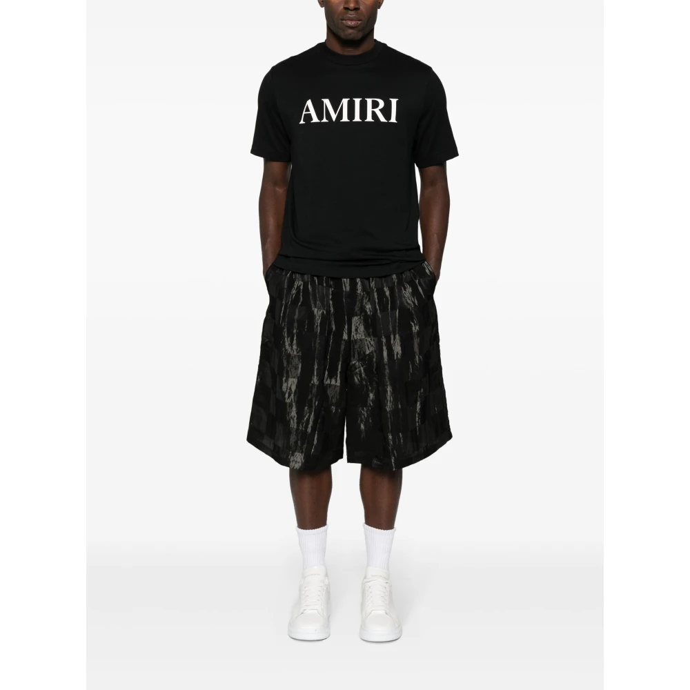 Amiri Zwart Logo Katoenen T-shirt Black Heren