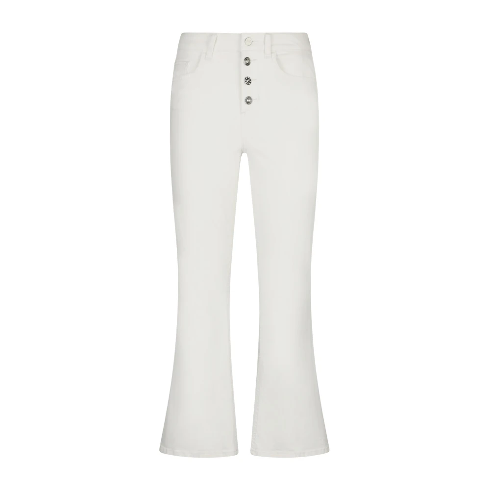 Liu Jo Women's White Wide Trousers, W25, High-Waisted Bootcut Trousers