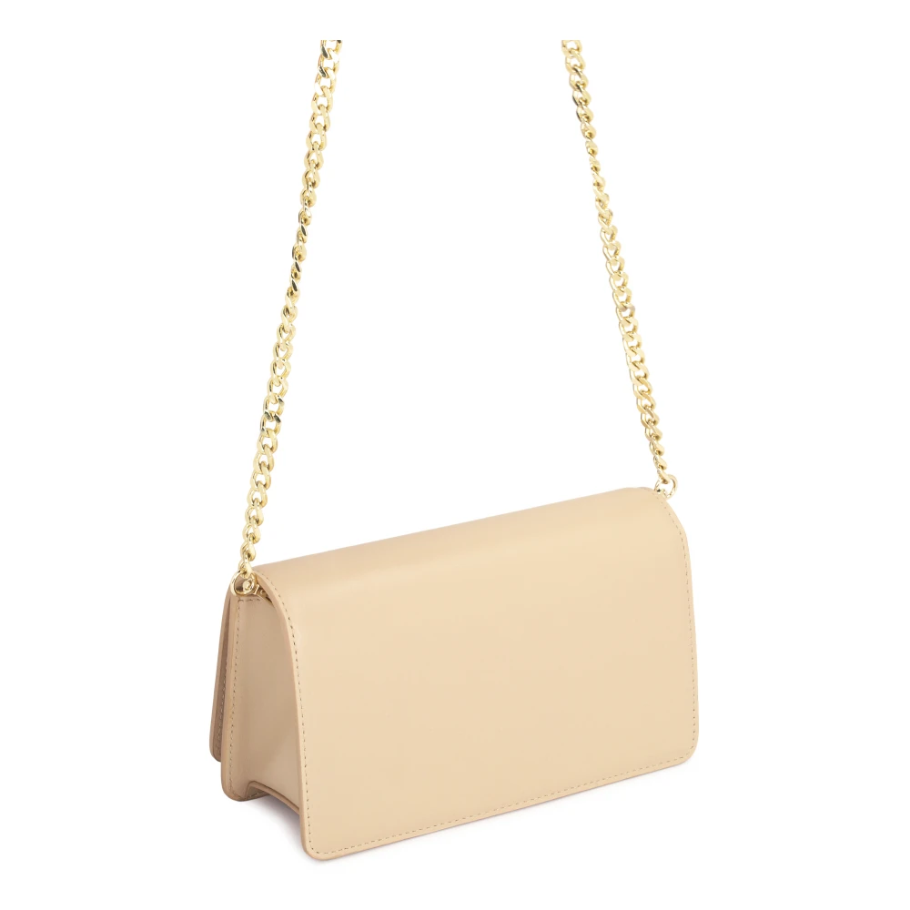 Kazar Leren rechthoekige tas aan een gouden ketting Beige Dames