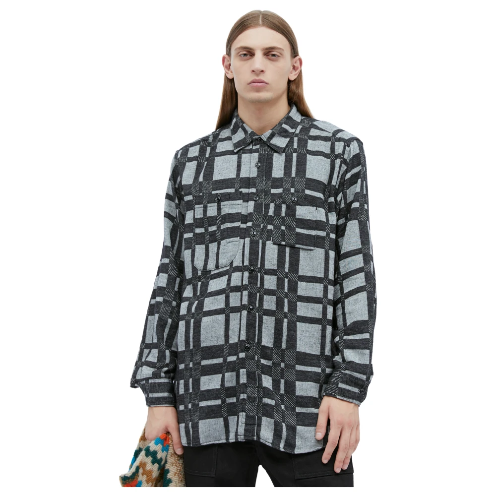 Engineered Garments Geruite Katoenblend Werkoverhemd Gray Heren
