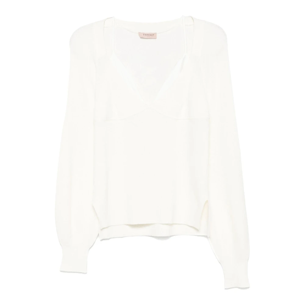 Twinset Stijlvolle Sweaters met V-hals White Dames