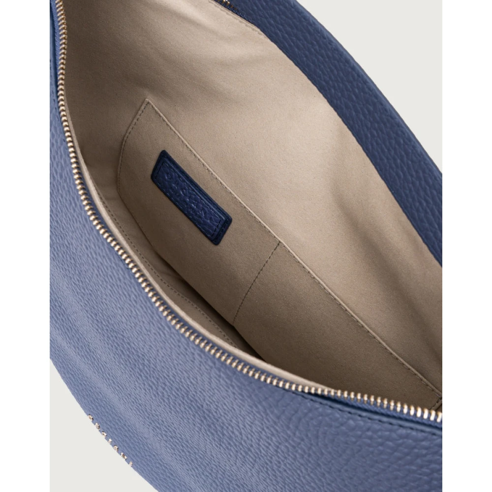 Orciani Zachte leren schoudertas met gehamerd textuur Blue Dames