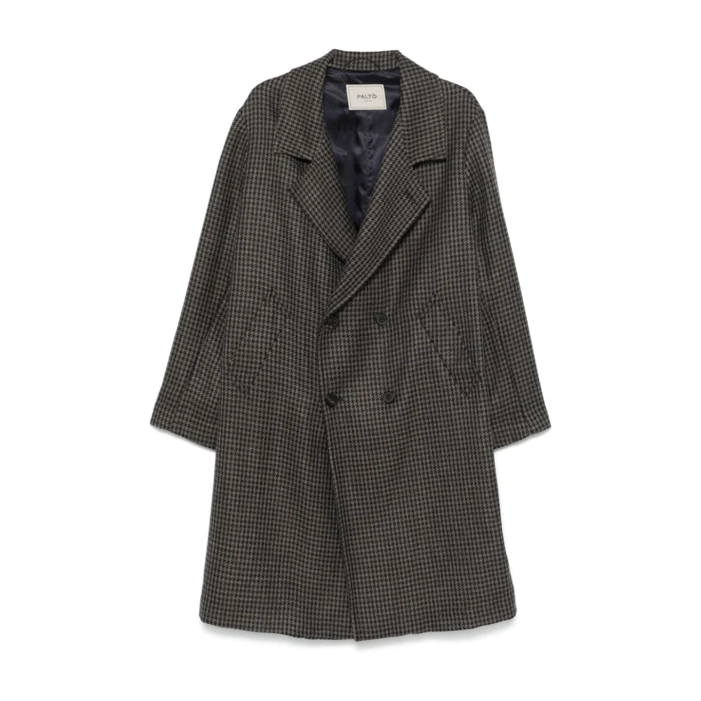 Paltò Lange wollen grijze double-breasted jas Gray Heren