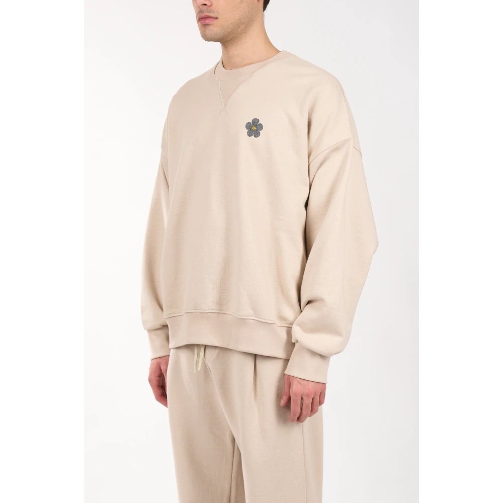 A Paper Kid Katoenen sweatshirt met logoprint Beige Heren