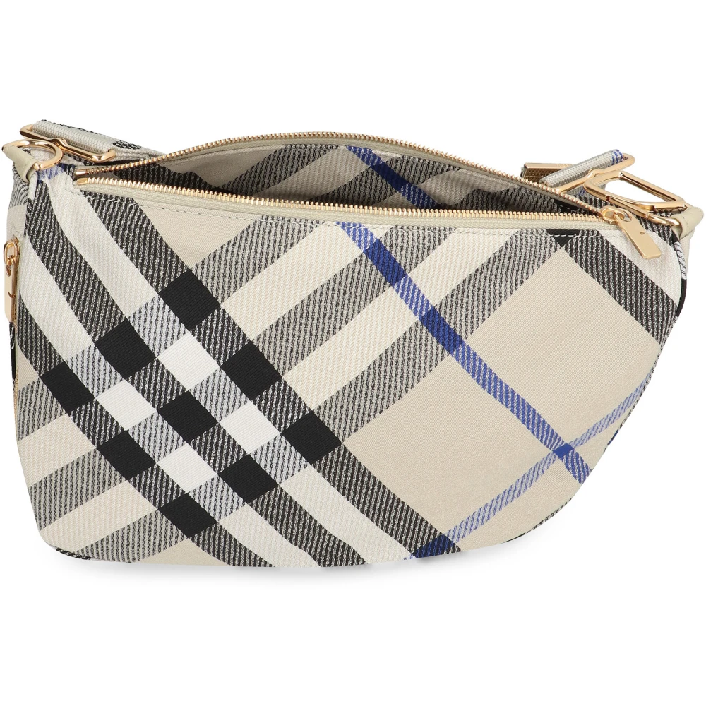 Burberry Check Motif Messenger Tas Beige Dames