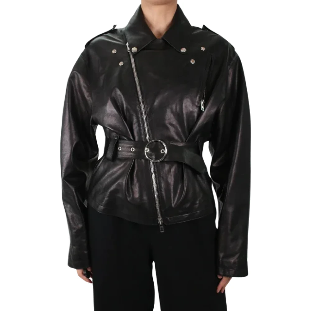 Maison Margiela Pre-owned Leather outerwear Black Dames
