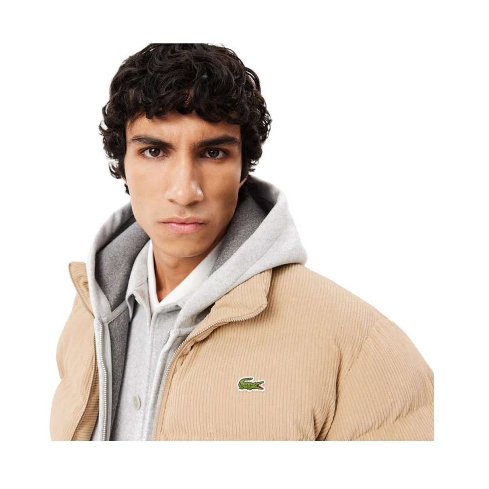 Lacoste Velours Gewatteerde Winterjas Beige Heren