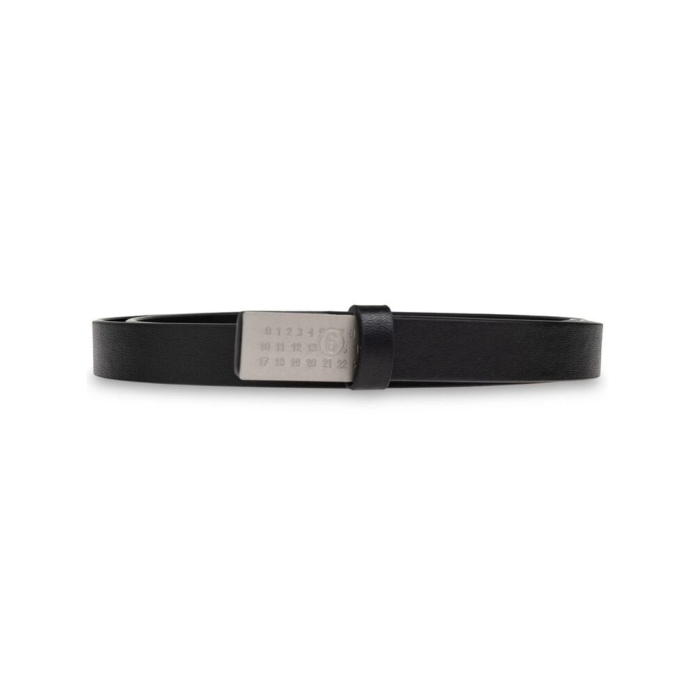 MM6 Maison Margiela Zwarte leren riem met kenmerkend motief Black Dames