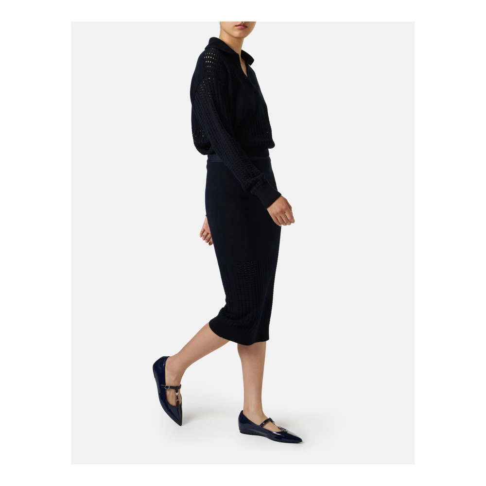 Iceberg Blauwe rok van stretchkatoen met perforaties Blue Dames