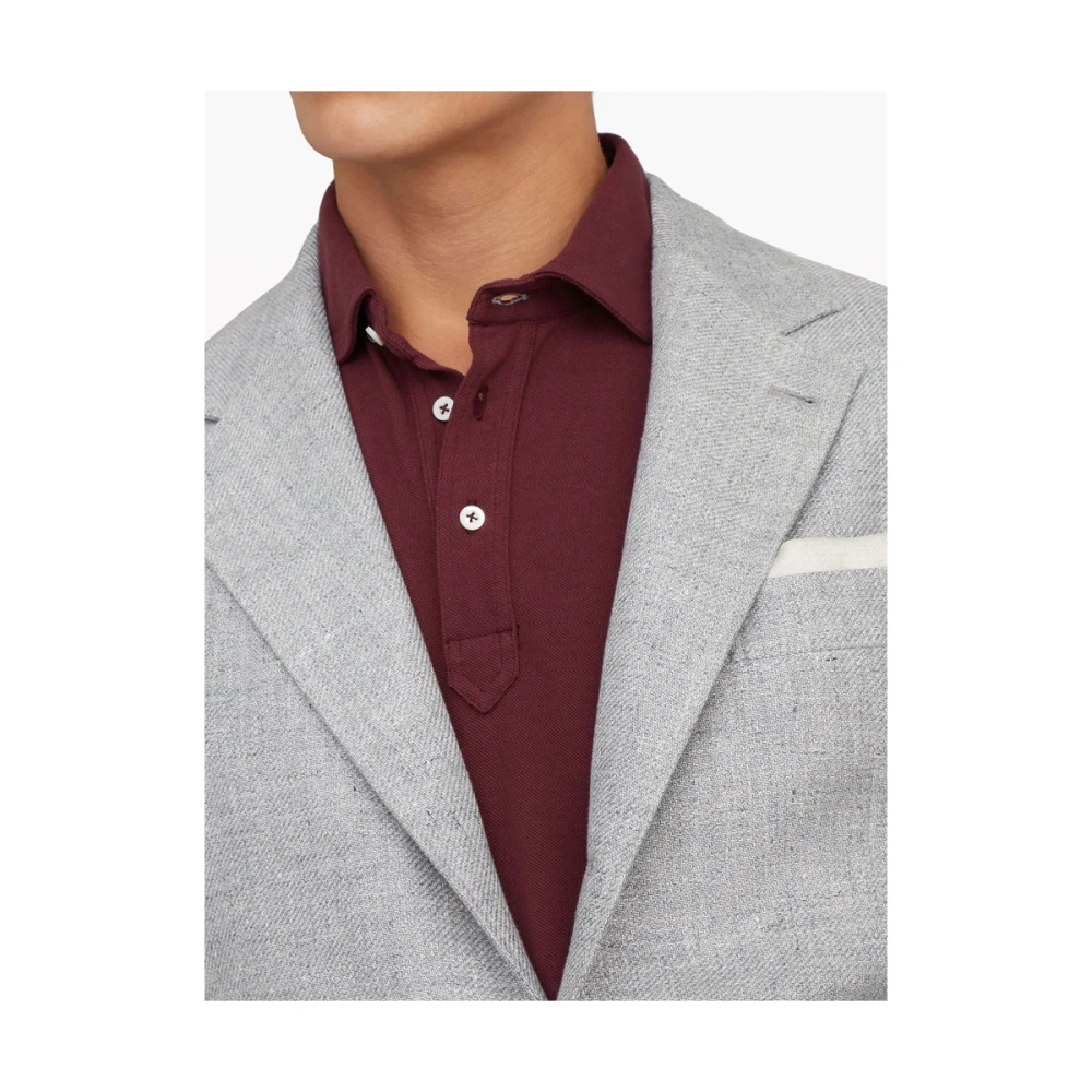 BRUNELLO CUCINELLI Grijze Linnen Blend Jas met Revers Gray Heren