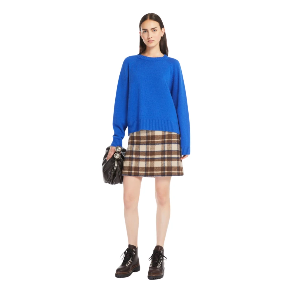 Max Mara Weekend Blauwe Trui met Ribdetails Blue Dames