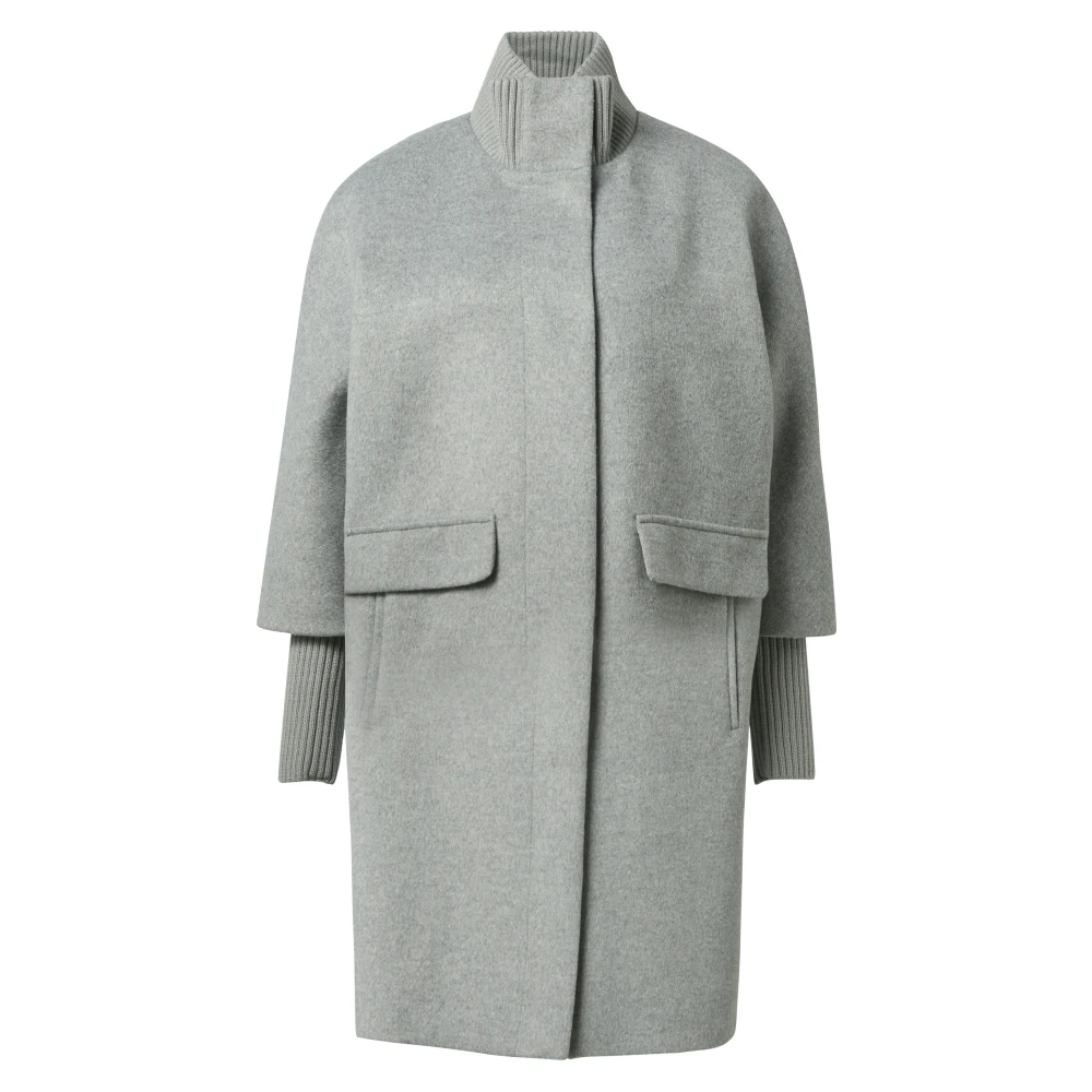 comma Gebreide Kraag Wollen Cape Jas Gray Dames