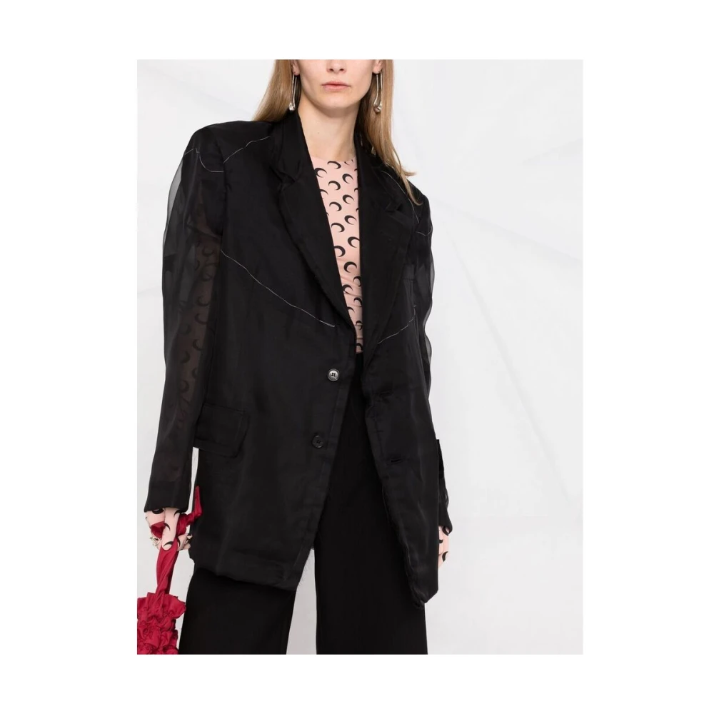 Maison Margiela Zwarte jas met transparante panelen Black Dames