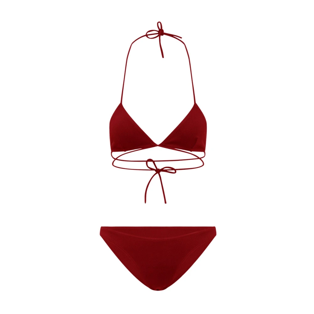Lido Geribbelde Bikini Strandkleding van Polyamide Red Dames