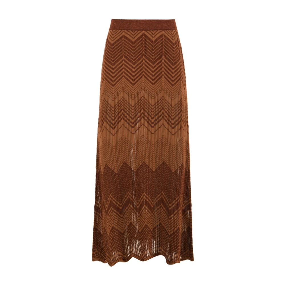 Akep Women's Brown Zig Zag Long Knit Skirt