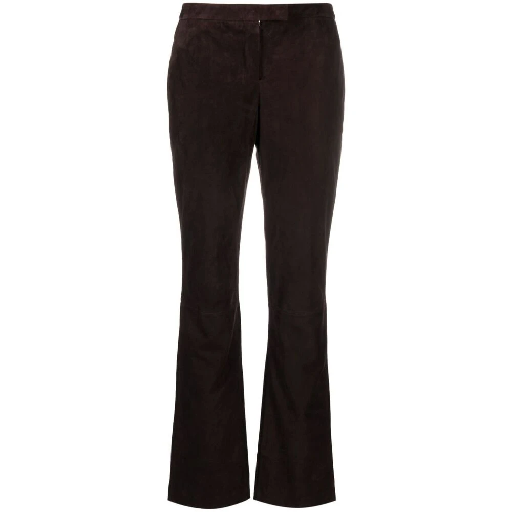 Theory Wijde Leren Broek Brown Dames