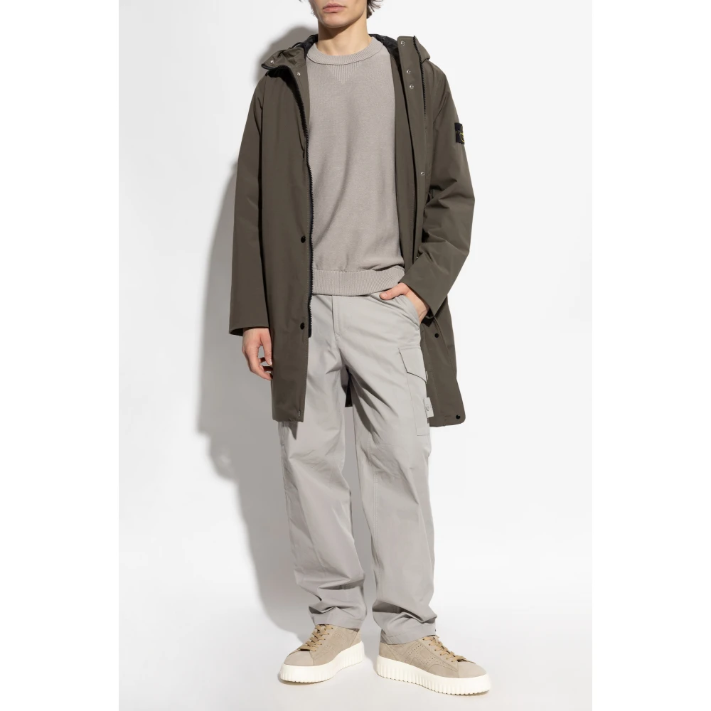 Stone Island Waterdichte jas met logo Brown Heren