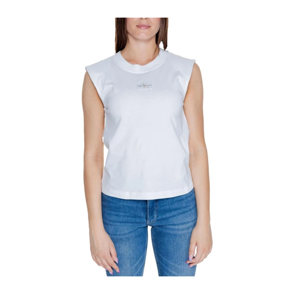 Calvin Klein Jeans Women's White Cotton Short Sleeve T-Shirt Autumn/Winter