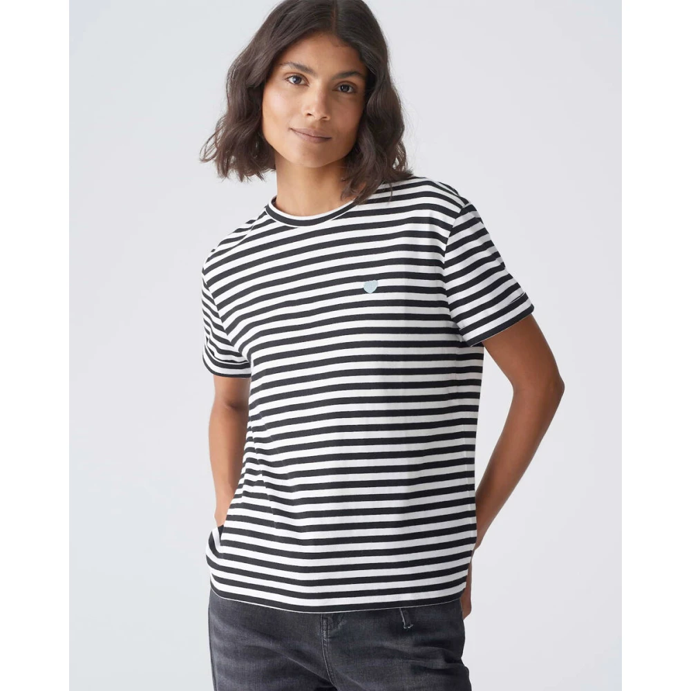 Opus Korte Mouw Top Serz Black Dames