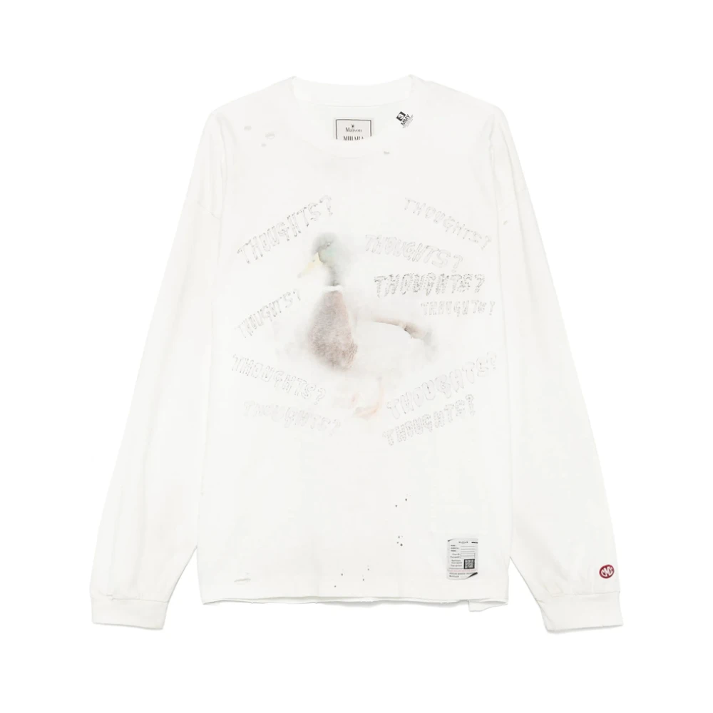Mihara Yasuhiro Witte Crew Neck Longsleeve T-shirt White Heren