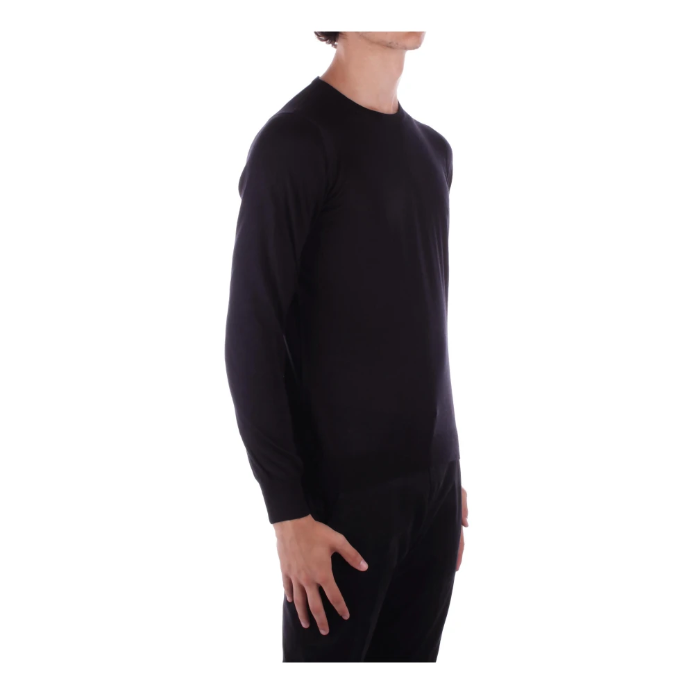 Tagliatore Zwarte Trui Zijde Wol Mix Black Heren