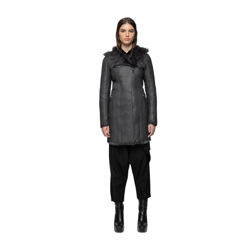 Vespucci by VSP Amelie Anthracite Shearling Coat Gray Dames