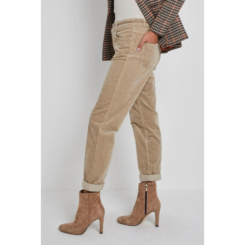 Parami Vintage Ribcord Beige Marble Broek Beige Dames