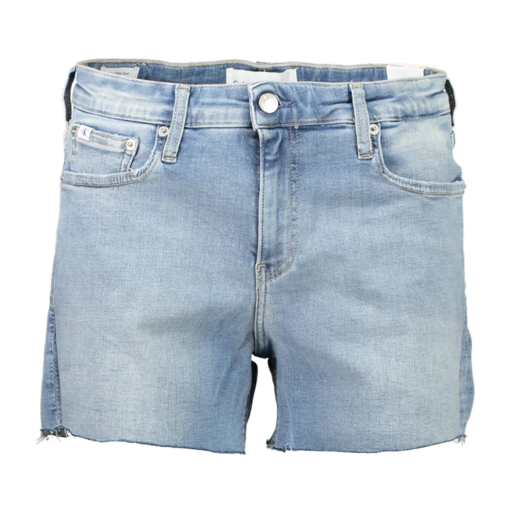Calvin Klein Lichtblauwe Katoenen Jeansshorts met Logo Blue Dames