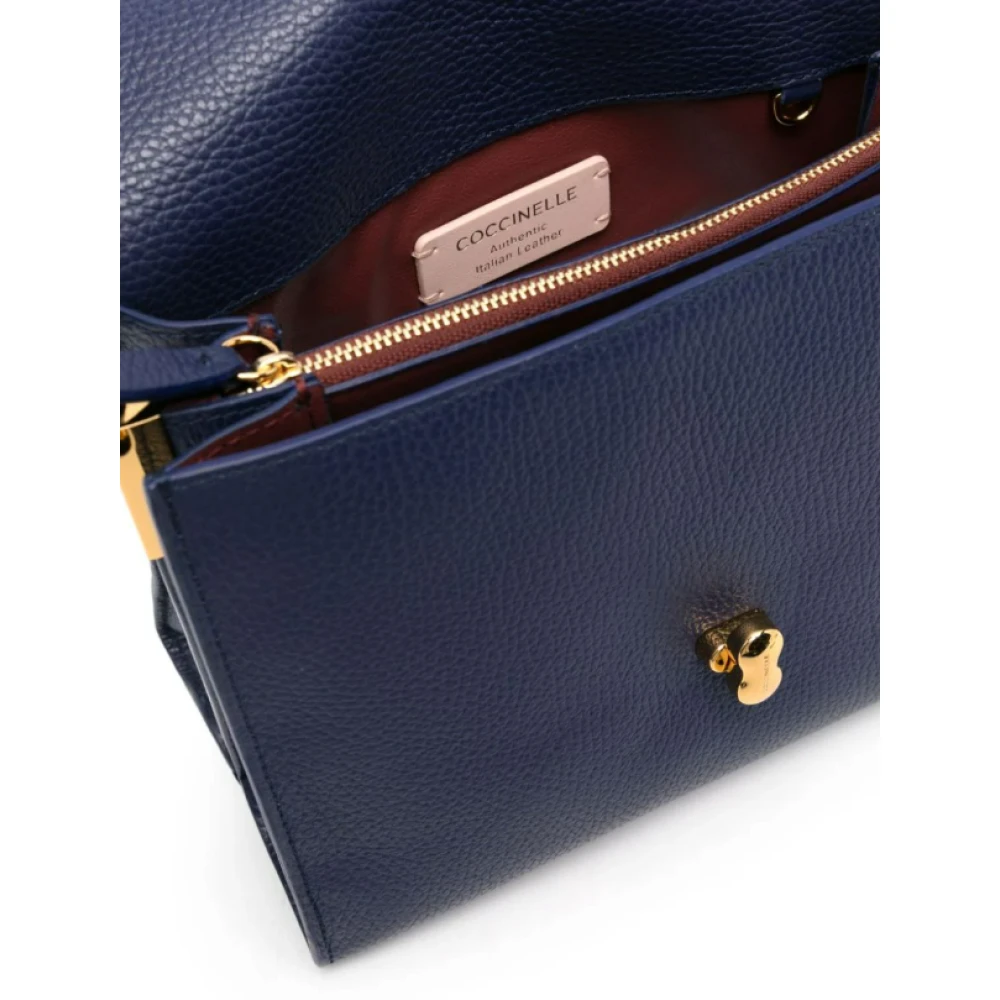 Coccinelle Blauwe Leren Schoudertas Blue Dames